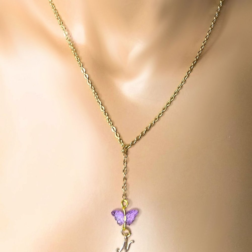 Initial Butterfly Necklace, Personalized Necklace, Custom Gift Necklace